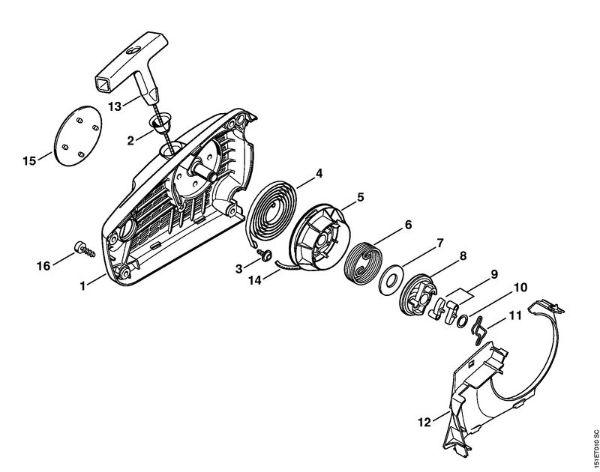 Moto-serras a gasolina (MS) MS 192 C-E Dispositivo de arranque da marca Stihl