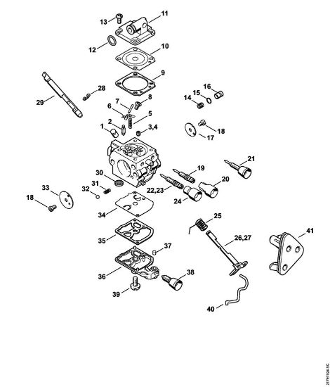Moto-serras a gasolina (MS) MS 192 T Carburador C1Q-S258, C1Q-S135, C1Q-S104 da marca Stihl
