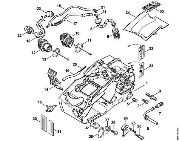 Moto-serras a gasolina (MS) MS 192 T Cárter do motor da marca Stihl