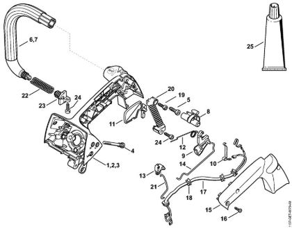 Moto-serras a gasolina (MS) MS 193 T Caixa do cabo da marca Stihl
