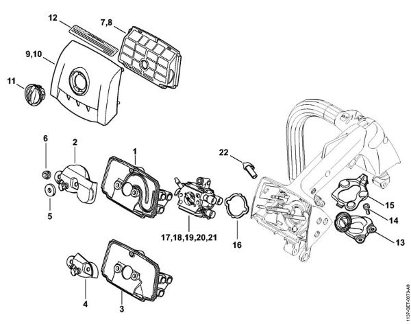 Moto-serras a gasolina (MS) MS 193 T Filtro de ar, Cotovelo da marca Stihl