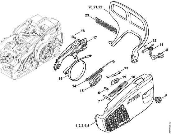 Moto-serras a gasolina (MS) MS 193 T Tampa do carreto da marca Stihl