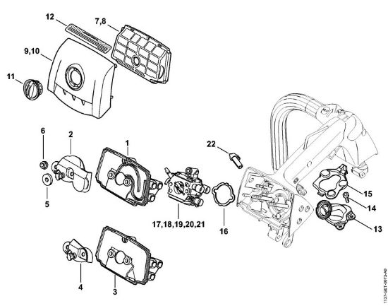 Moto-serras a gasolina (MS) MS 193 TC-E Filtro de ar, Cotovelo da marca Stihl
