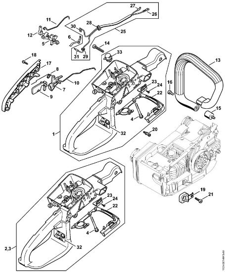 Moto-serras a gasolina (MS) MS 200 Caixa do cabo MS 200 da marca Stihl