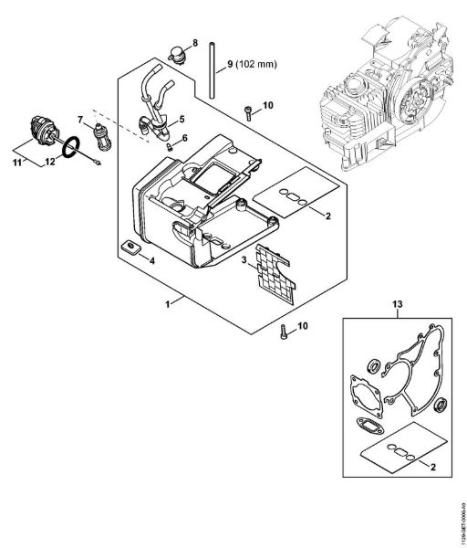 Moto-serras a gasolina (MS) MS 200 Caixa do tanque MS 200 da marca Stihl