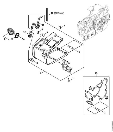 Moto-serras a gasolina (MS) MS 200 Caixa do tanque MS 200 (32.2005) da marca Stihl
