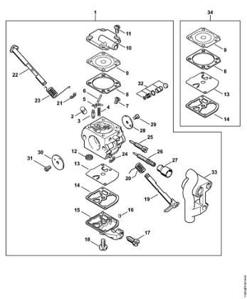 Moto-serras a gasolina (MS) MS 200 Carburador C1Q-S127 da marca Stihl