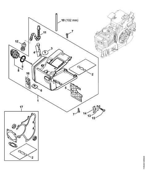 Moto-serras a gasolina (MS) MS 200 T Caixa do tanque MS 200 T (32.2005) da marca Stihl