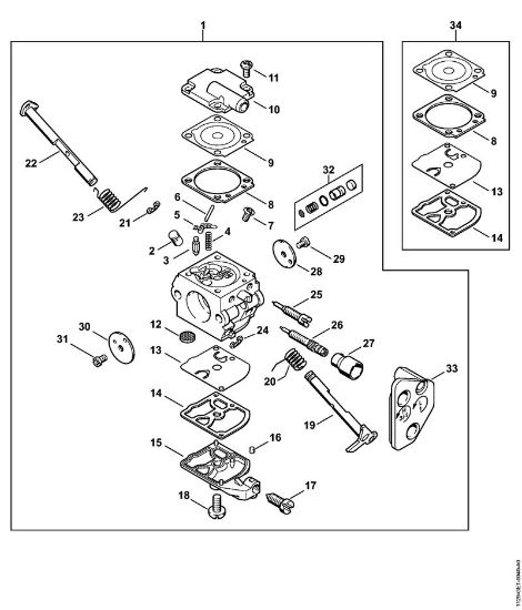 Moto-serras a gasolina (MS) MS 200 T Carburador C1Q-S128 Japão da marca Stihl