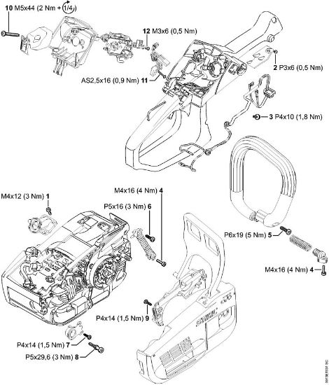 Moto-serras a gasolina (MS) MS 201 Binários de aperto da marca Stihl