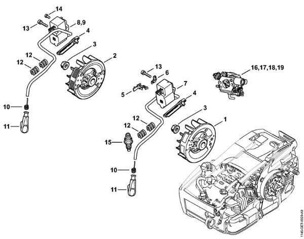 Moto-serras a gasolina (MS) MS 201 C-E Sistema de ignição da marca Stihl