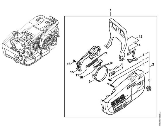 Moto-serras a gasolina (MS) MS 201 C-E Tampa do carreto, Protecção da mão da marca Stihl