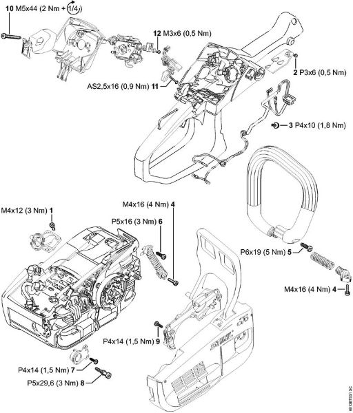 Moto-serras a gasolina (MS) MS 201 C-EM Binários de aperto da marca Stihl