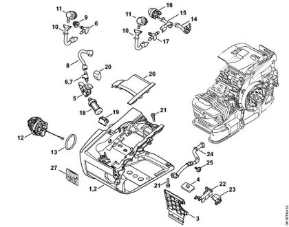 Moto-serras a gasolina (MS) MS 201 C-EM Caixa do tanque da marca Stihl