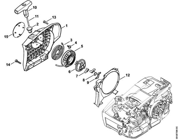 Moto-serras a gasolina (MS) MS 201 C-EM Dispositivo de arranque ErgoStart da marca Stihl