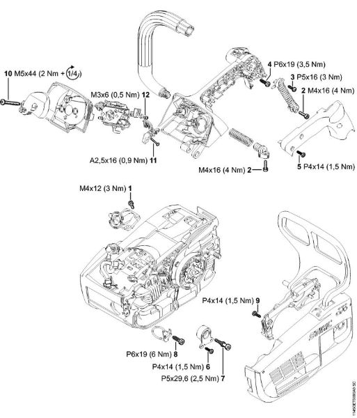 Moto-serras a gasolina (MS) MS 201 T Binários de aperto da marca Stihl