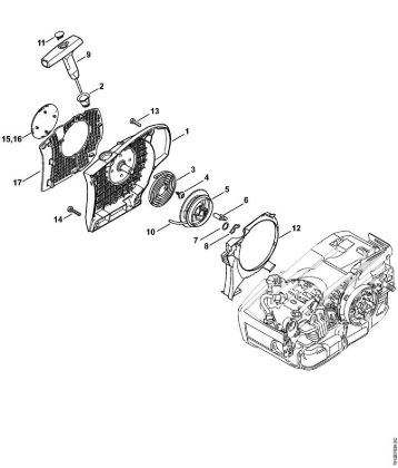 Moto-serras a gasolina (MS) MS 201 T Dispositivo de arranque da marca Stihl