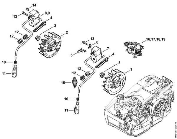 Moto-serras a gasolina (MS) MS 201 T Sistema de ignição da marca Stihl