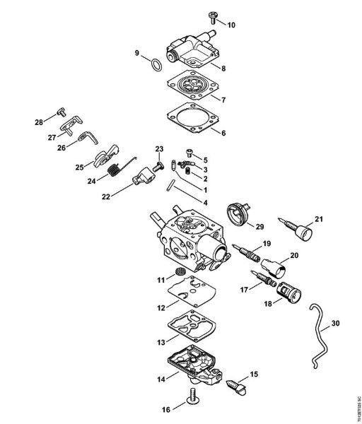 Moto-serras a gasolina (MS) MS 201 TC-E Carburador C1Q-S281, C1Q-S284 da marca Stihl