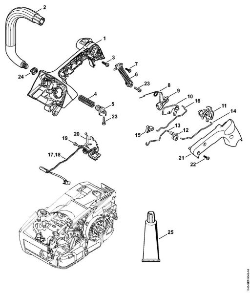 Moto-serras a gasolina (MS) MS 201 TC-M Caixa do cabo, Tubo do punho M-Tronic da marca Stihl