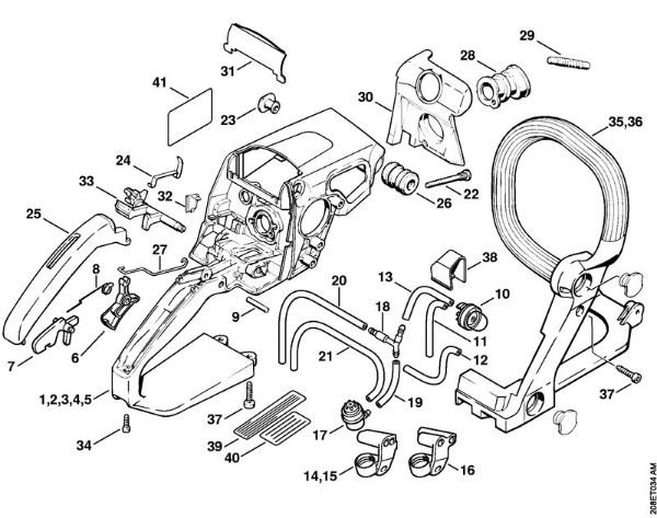 Moto-serras a gasolina (MS) MS 210 Caixa do cabo da marca Stihl