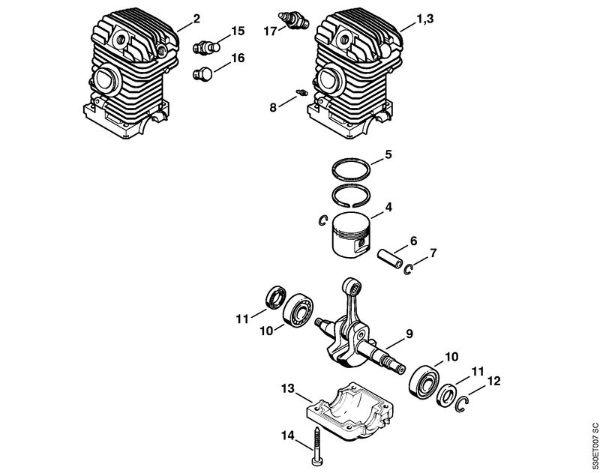 Moto-serras a gasolina (MS) MS 210 Mecanismo propulsor da marca Stihl