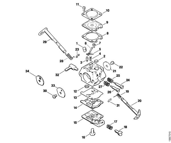 Moto-serras a gasolina (MS) MS 210 C-B Carburador WT-215, WT-286 da marca Stihl