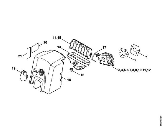 Moto-serras a gasolina (MS) MS 210 C-B Filtro de ar da marca Stihl