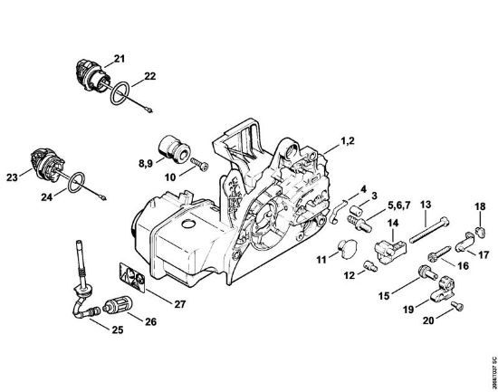 Moto-serras a gasolina (MS) MS 210 C-BE Cárter do motor da marca Stihl