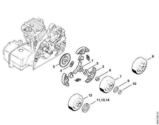 Moto-serras a gasolina (MS) MS 210 C-BE Embreagem da marca Stihl