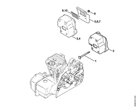 Moto-serras a gasolina (MS) MS 210 C-BE Silenciador da marca Stihl