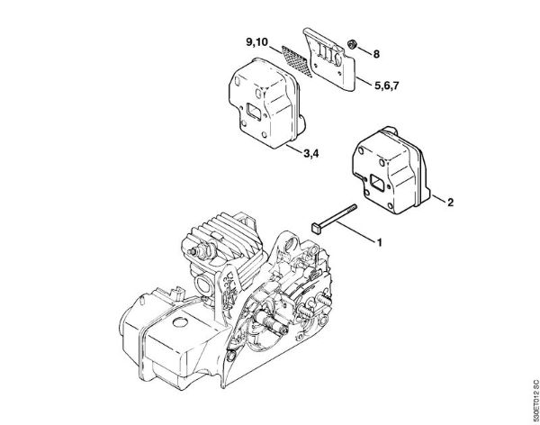 Moto-serras a gasolina (MS) MS 210 C-BE Silenciador da marca Stihl