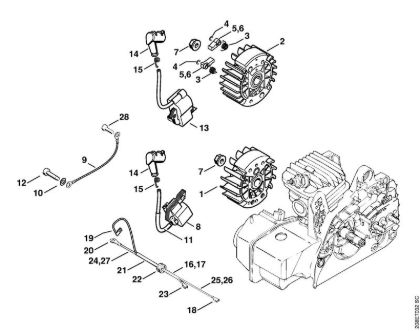 Moto-serras a gasolina (MS) MS 210 C-BE Sistema de ignição da marca Stihl