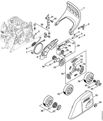 Moto-serras a gasolina (MS) MS 211 Protector, Freio de corrente MS 211 da marca Stihl