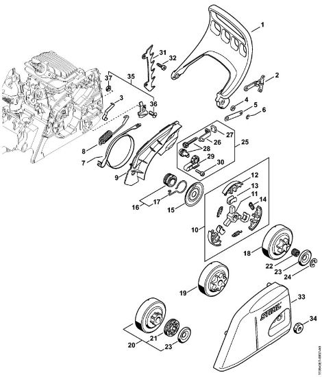Moto-serras a gasolina (MS) MS 211 Protector, Freio de corrente MS 211 da marca Stihl