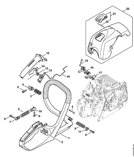 Moto-serras a gasolina (MS) MS 211 Quadro do punho, Cobertura MS 211 da marca Stihl