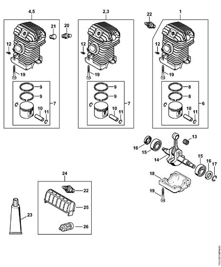 Moto-serras a gasolina (MS) MS 230 C-B Mecanismo propulsor da marca Stihl