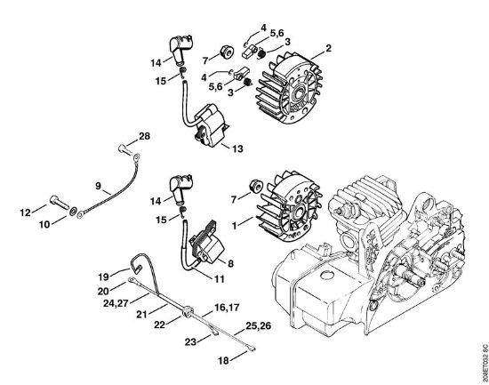 Moto-serras a gasolina (MS) MS 230 C-B Sistema de ignição da marca Stihl