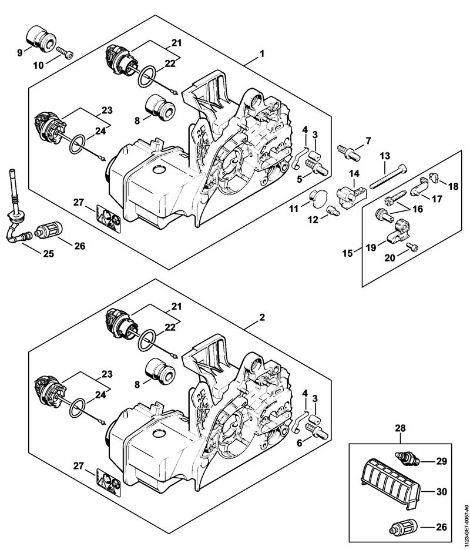 Moto-serras a gasolina (MS) MS 230 C-BE Cárter do motor da marca Stihl