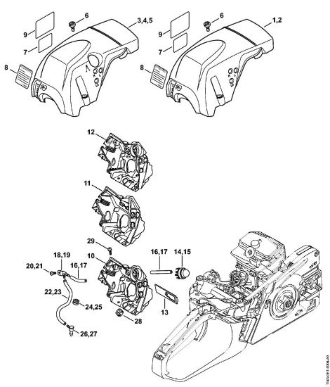 Moto-serras a gasolina (MS) MS 231 C-BE Cobertura, Condução de ar da marca Stihl