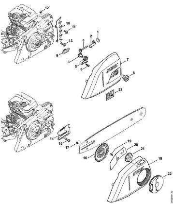 Moto-serras a gasolina (MS) MS 241 C-BEM Dispositivo tensor da corrente, Tampa do carreto da marca Stihl