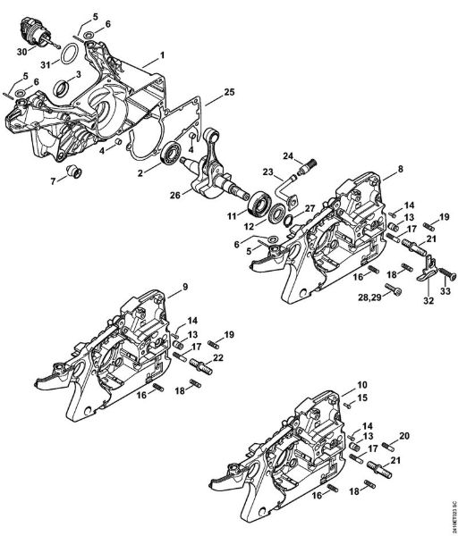 Moto-serras a gasolina (MS) MS 241 C-M VW Caixa da cambota da marca Stihl
