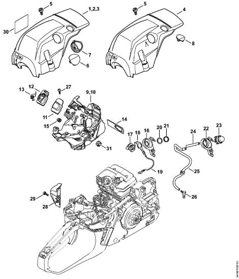 Moto-serras a gasolina (MS) MS 241 C-M VW Cobertura, Condução de ar da marca Stihl