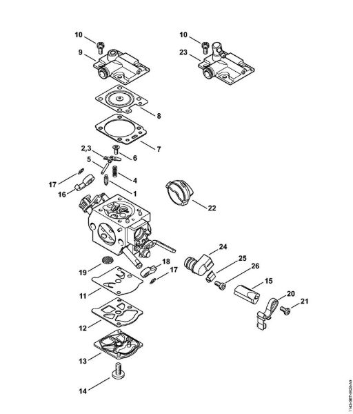 Moto-serras a gasolina (MS) MS 241 C-MQ Carburador WTF-1, WTF-3 da marca Stihl