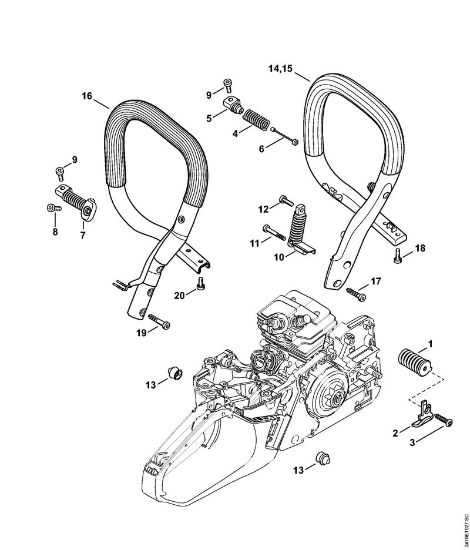 Moto-serras a gasolina (MS) MS 241 C-MQ Sistema anti-vibratório, Tubo do punho da marca Stihl