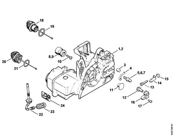 Moto-serras a gasolina (MS) MS 250 C-B Cárter do motor da marca Stihl