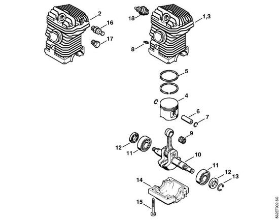 Moto-serras a gasolina (MS) MS 250 C-B Mecanismo propulsor da marca Stihl