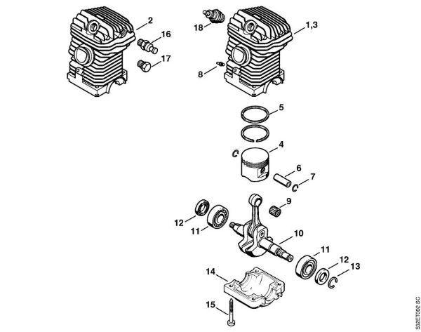 Moto-serras a gasolina (MS) MS 250 C-BE Mecanismo propulsor da marca Stihl