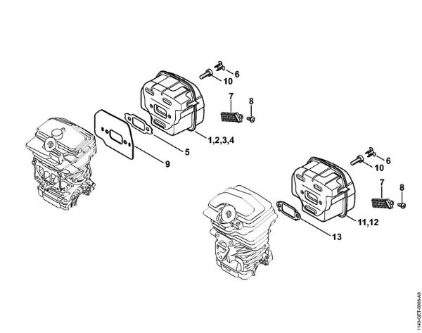 Moto-serras a gasolina (MS) MS 251 Silenciador da marca Stihl