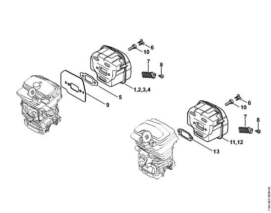 Moto-serras a gasolina (MS) MS 251 C-BE Silenciador da marca Stihl